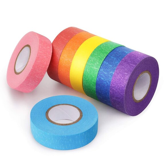 8 Rolls Colored Masking Tape Rainbow Colors Painters Tape Colorful Craft Art Pap - Picture 1 of 7